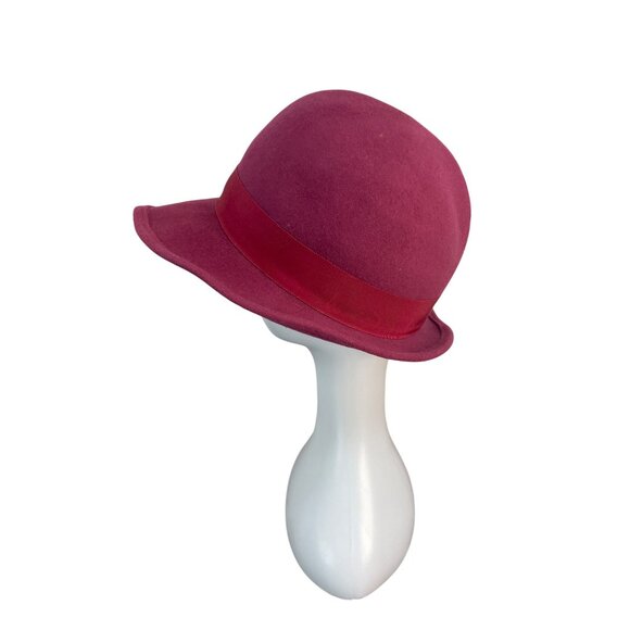 Vintage Kurt Jr. By Tom Hann Pink Wool Hat With Ribbon & Bow Accent main image 6